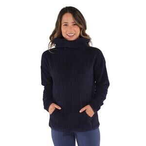 Carve Designs Roley Cowl Fleece Sweater Pullover Long Sleeve Black Large